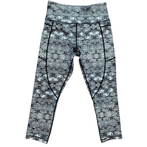 Zyia Active Cobra Metallic Cropped Light n Tight Leggings Black White Sz. 6-8